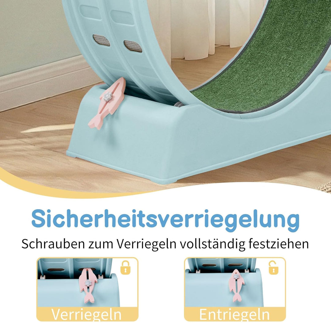 LEADZM Katzenlaufrad 80cm Durchmesser - Laufrad Katze aus Kunststoff, Inklusive Teppich und Katzensp