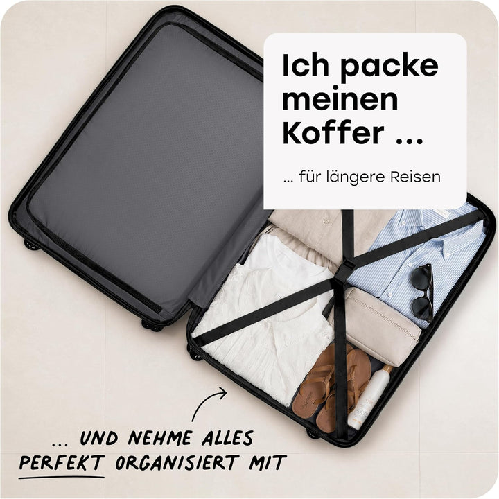 travelite 4-Rad Hartschalenkoffer gross 96 Liter, Gepäck Serie BALI: ABS Hartschalen Trolley mit TSA