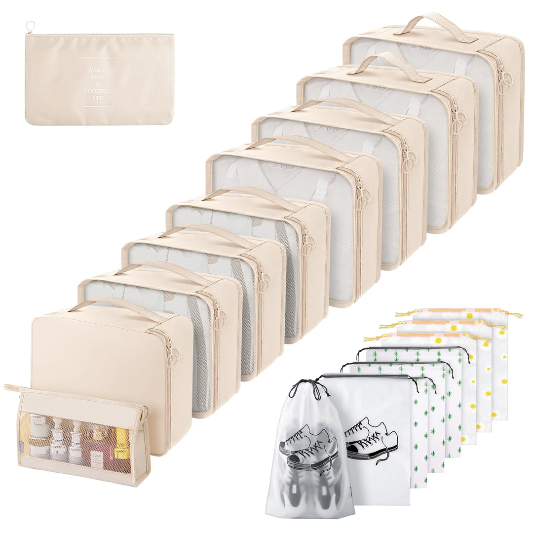 Koffer Organizer Set 18-teilig, Wasserdicht Packing Cubes, Multifunktionale Travel Packwürfel, Koffe