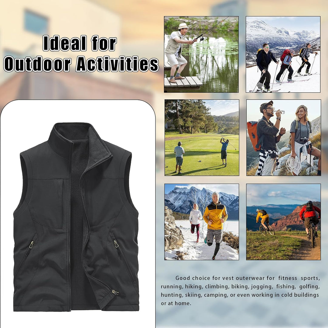 BWBIKE Herren Fleeceweste Reversible Wear Ärmellose Jacken Plus Velvet Outdoor Winddichte Verdickung