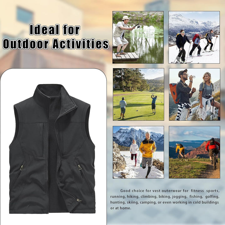 BWBIKE Herren Fleeceweste Reversible Wear Ärmellose Jacken Plus Velvet Outdoor Winddichte Verdickung