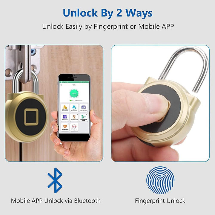 Vorhängeschloss Fitnessstudio Wetterfest Zahlenschloss - Fingerabdruck Bluetooth App eLinkSmart kein