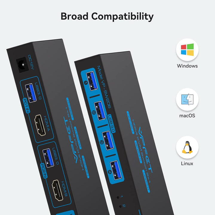 8K@60Hz KVM Switch HDMI 2 PC 1 Monitore USB 3.0 KVM-Switches 4K@120Hz für 2 Computer teilen sich 1 S