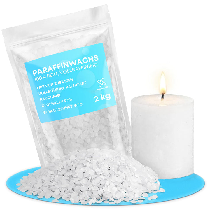 molinoRC Kerzenwachs - 2kg REIN WEIssES Paraffinwachs für Kerzen - Qualität aus Deutschland - Kerzen