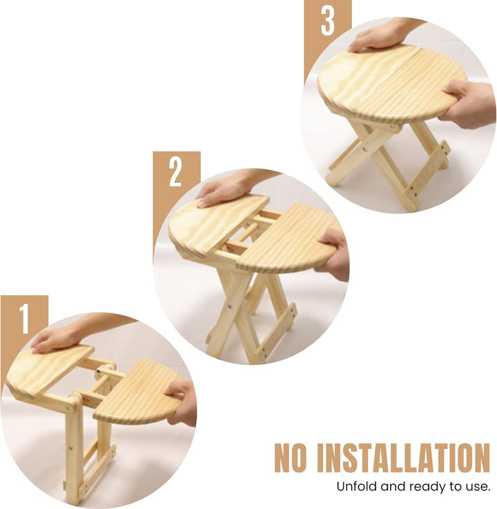 Mini-Hocker, runder Holzsitz, zusammenklappbar, Reisesitz, Kindertreppe, tragbare Fussstütze für Hau