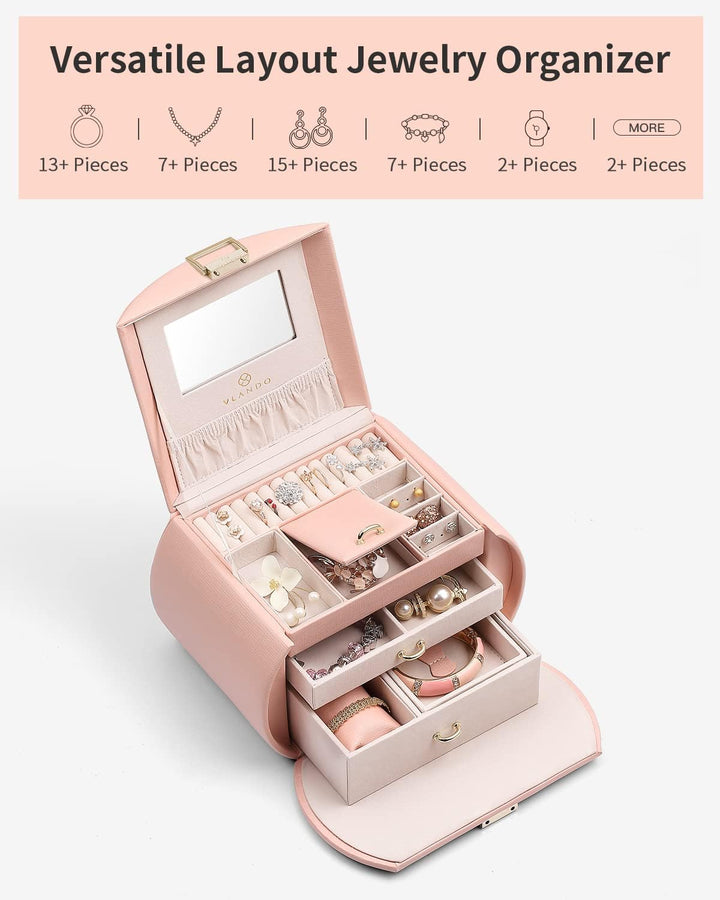 Vlando Schmuckkästchen Mädchen, Geschenke für Frauen, Kinder, Romanisches Schmuckkasten mit 2 Schubl