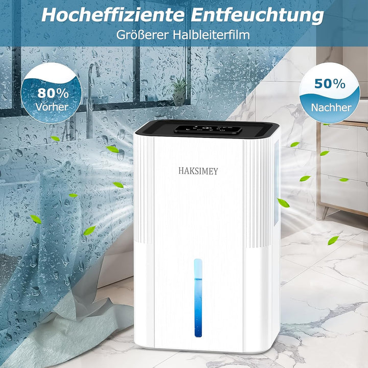 Luftentfeuchter elektrisch 2800ML,Tragbar Dehumidifier for Home mit Abtauen & Timer,Leise raumentfeu