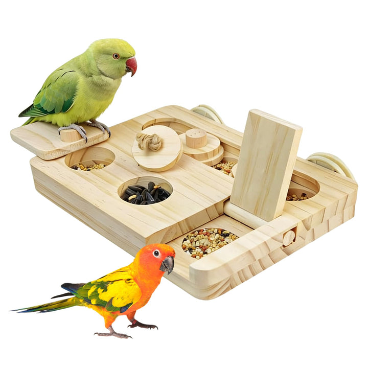 Hamster Spielzeug - VöGel Futtersuchpuzzle Holz - Puzzle Futterspender FüRVöGel - Nager Spielzeug -