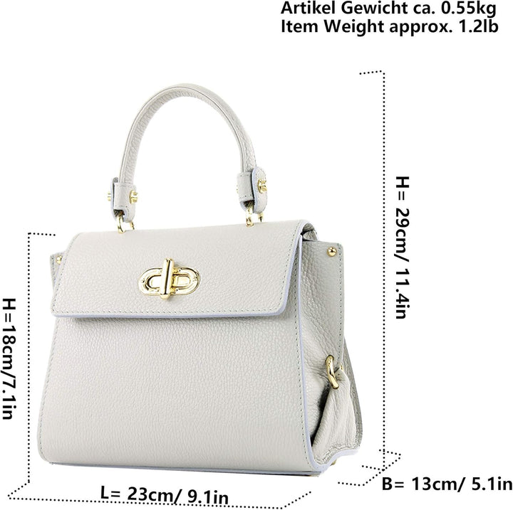 modamoda de - T182 - ital. Damen Henkeltasche Klein Leder Blattgrün, Blattgrün