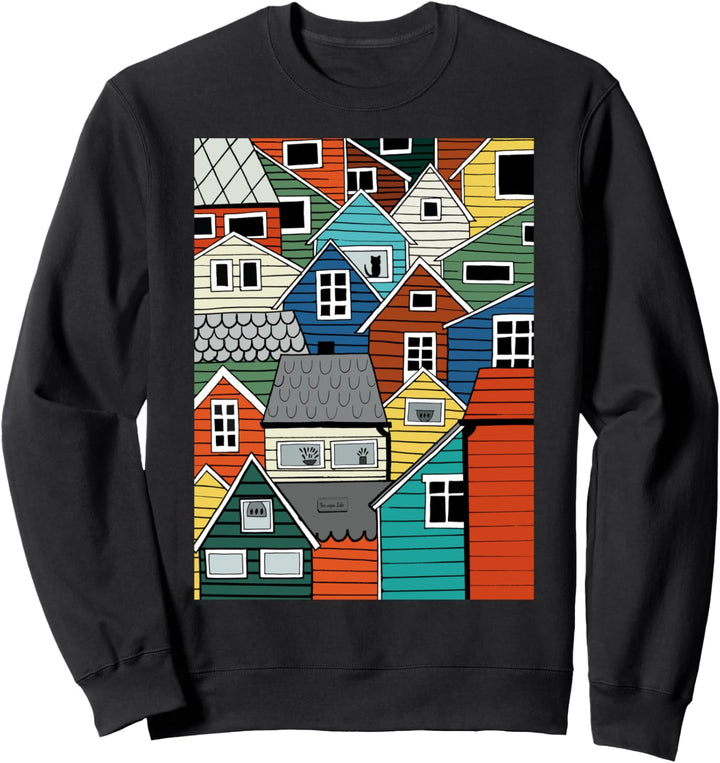 Souvenir aus Skandinavien I Bunte Häuser in Norwegen Sweatshirt
