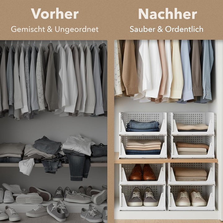 Ally Maison® Schrank Organizer 3er Set (Faltbar & Stapelbar) – Kleiderschrank Organizer Boxen, platz