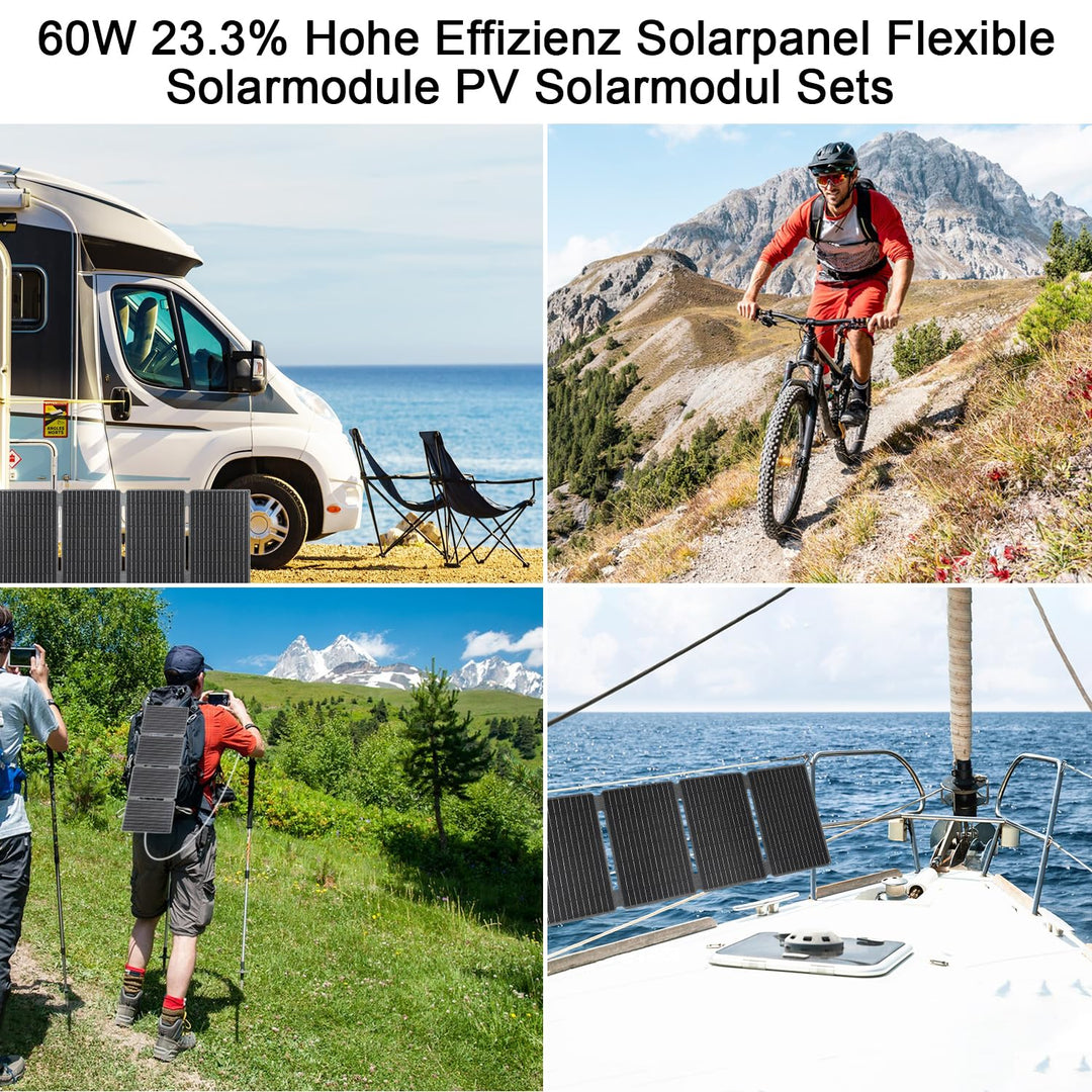【60W Solarpanel Faltbar 18V Kit】KWODE Solarpanel 60W ETFE Solar Panel Tragbares Faltbares Solar Lade