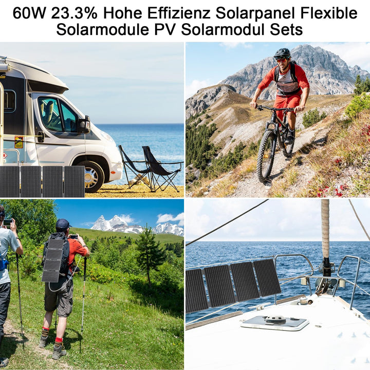【60W Solarpanel Faltbar 18V Kit】KWODE Solarpanel 60W ETFE Solar Panel Tragbares Faltbares Solar Lade