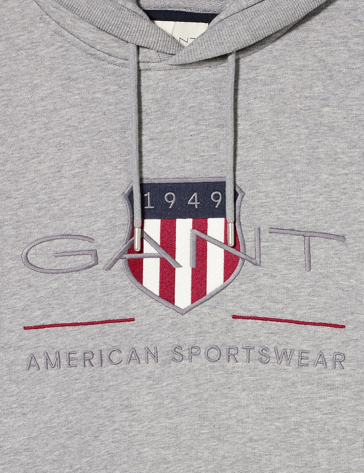 GANT Herren Reg Archive Shield Hoodie Kapuzenpullover S Grey Melange, S Grey Melange