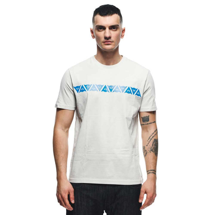 Dainese Herren T-Shirt Stripes T-Shirt Kurzarm 100% Baumwolle 3XL Hellgrau/Directoire-blue, 3XL Hell