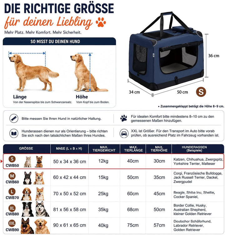 Zedelmaier Hundebox Faltbar Hundetransportbox Auto robust Transportbox für Hund &amp; Katze Gross Hundet