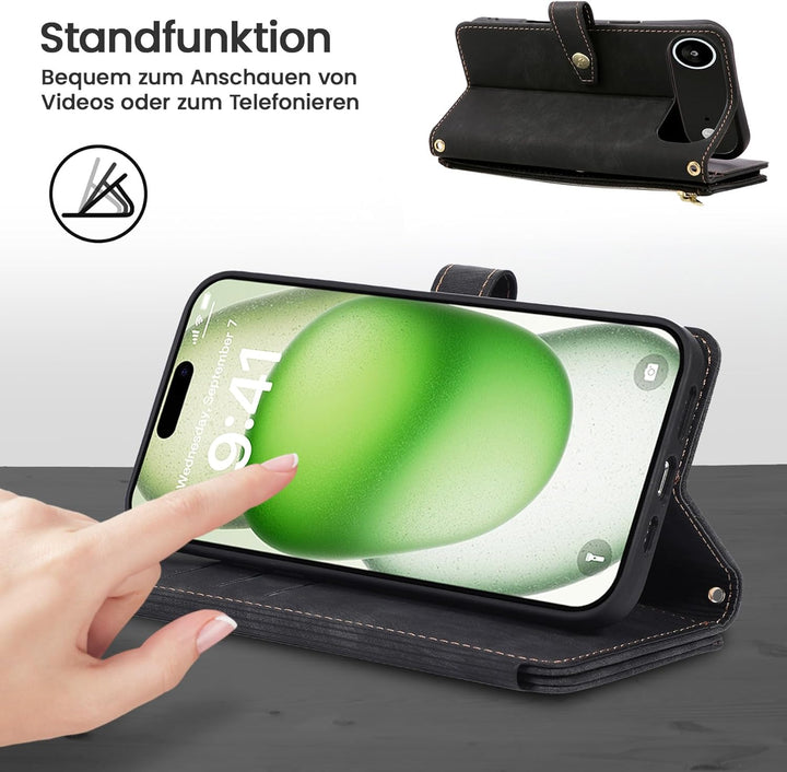 ZCDAYE Hülle für iPhone Air mit Band Handykette, Leder Handyhülle Handytasche mit Kordel Kartenfäche