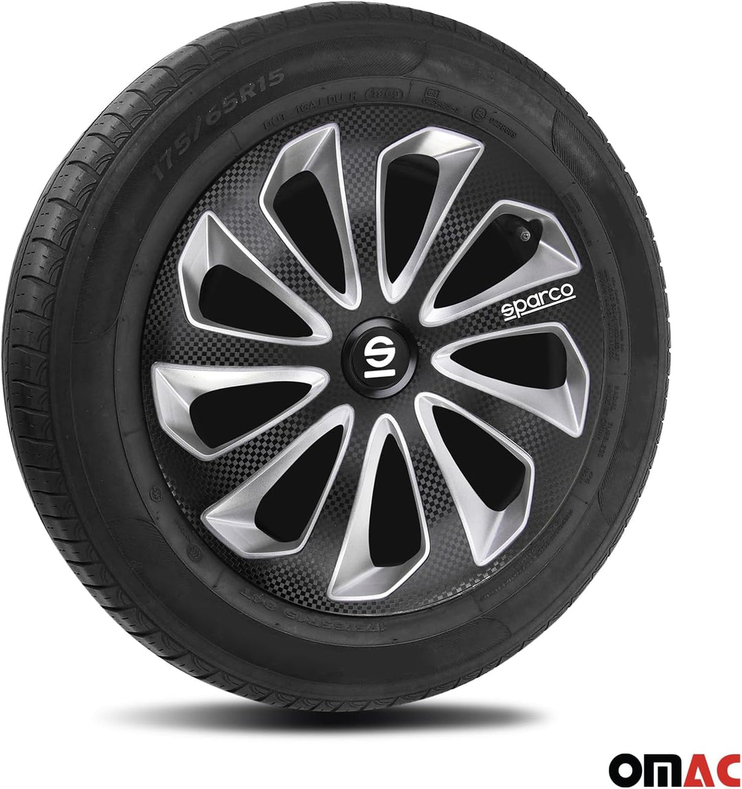 Satz Sparco Radzierblenden Sicilia 14-Zoll Schwarz/Silber/Karbon