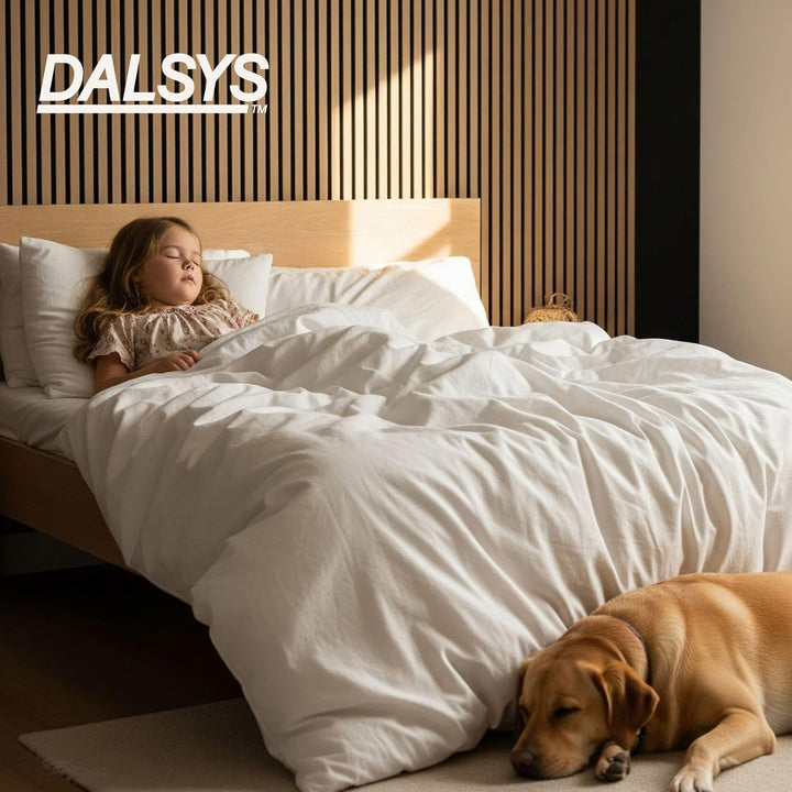 Dalsys Akustikpaneele 60x60cm, 4 Stück Eiche hell, Wandverkleidung Wanpaneele Holz, Lamellenwand mit