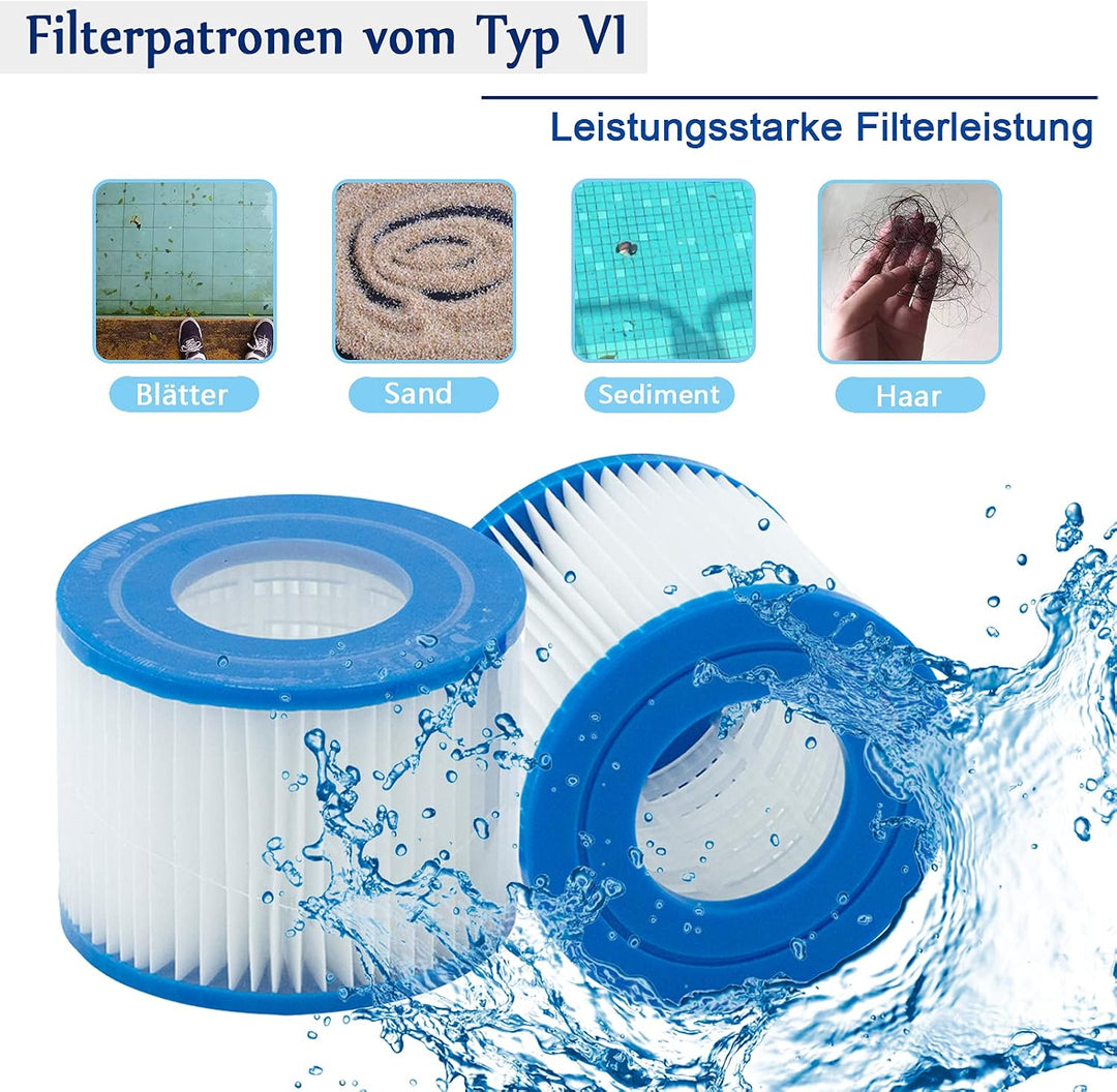 Pool Filterkartusche Typ VI, Filterkartuschen grösse 6 Pool Filter für 58323, Spa Filterkartuschen,