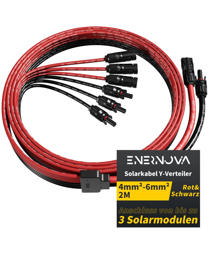 enernova Solarkabel Y-Verteiler, 4mm²-6mm² Solar-Anschlusskabel, IP68 Wasserdicht Solarkabel Verläng