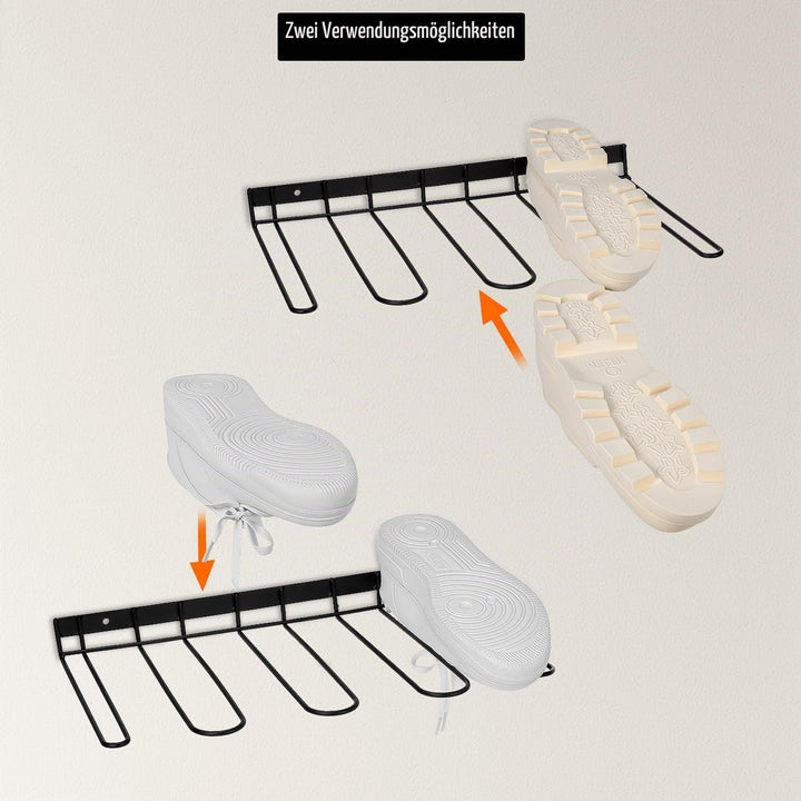 QWORK® 3 Stück Wand-Schuhregal – Metallständer für 6 Paar Schuhe – Platzsparender Schuh-Organizer fü