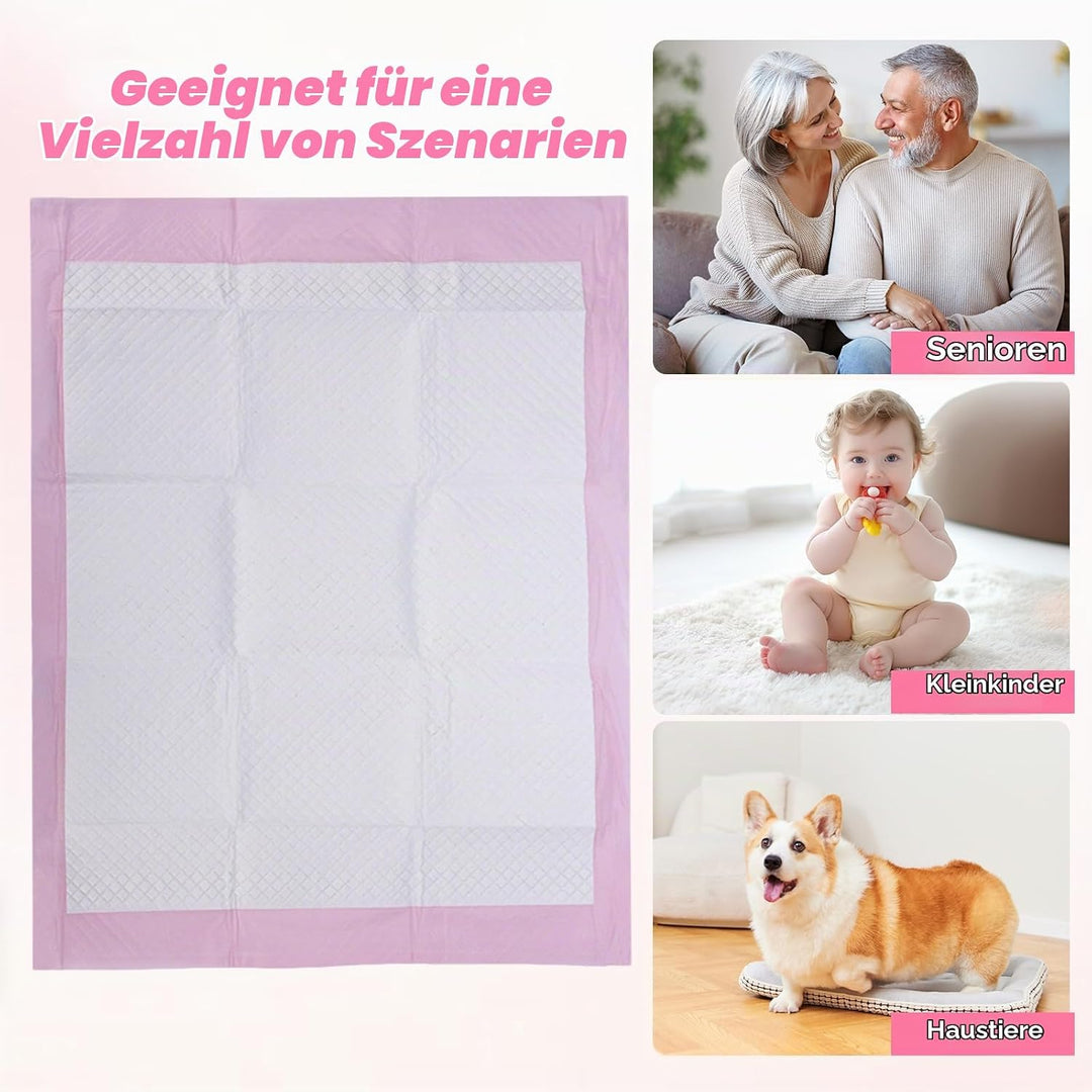 100 Stück Baby Wickelunterlage Einweg, Betteinlagen Einweg, 33 × 45 cm, Saugfähige Inkontinenzunterl