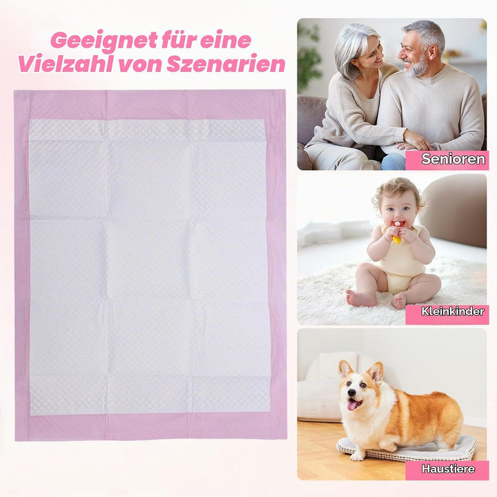 100 Stück Baby Wickelunterlage Einweg, Betteinlagen Einweg, 33 × 45 cm, Saugfähige Inkontinenzunterl