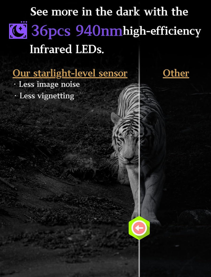 2tlg. Wildkamera Fotofalle Beute Kamera JagdKamera, 32MP HD Video, 36pcs IR LED No-Glow Nachtsicht W