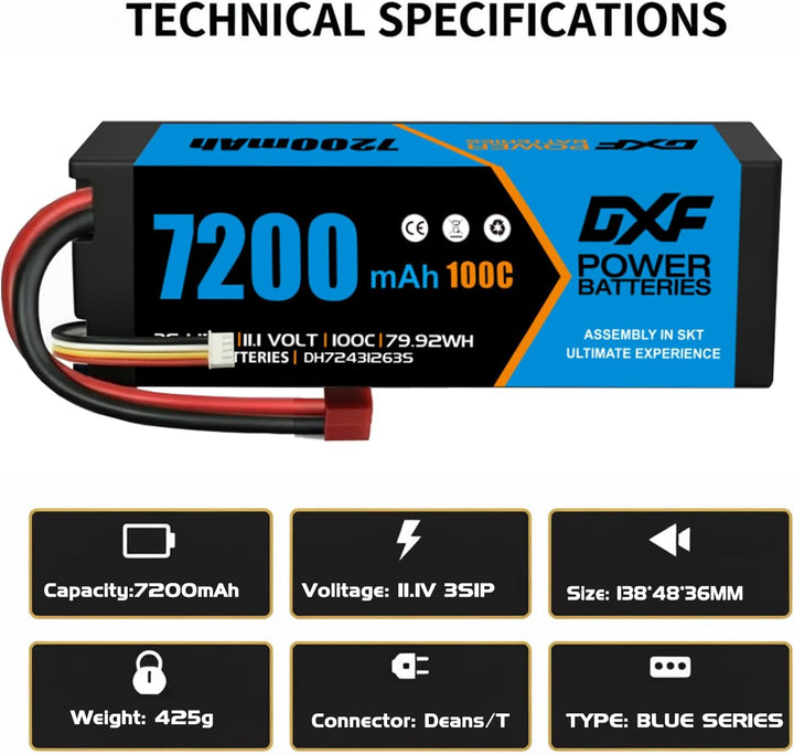 DXF 3S Lipo Akku 6750mAh 11,1V 100C 3S Hard Case mit T-Anschluss für FPV Racing Drohnen Hubschrauber