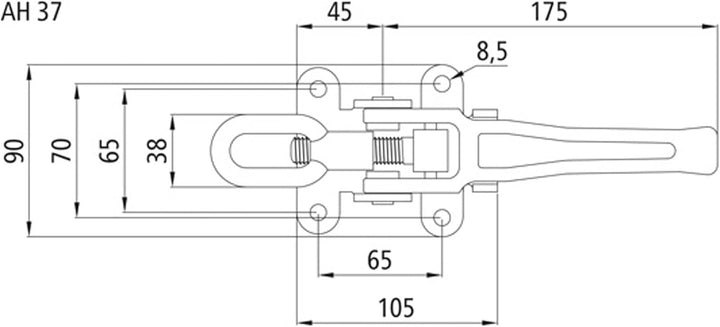 The Drive 2X Exzenterverschluss Set verstellbar 250–285 mm mit Gegenhalter | für Anhänger | Modell 6