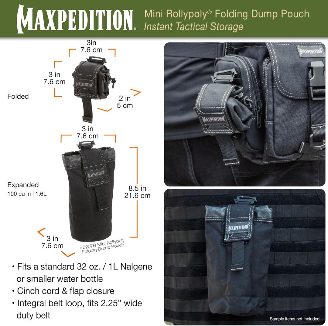 Maxpedition Faltbeutel Mini Rollypoly Schwarz, Schwarz