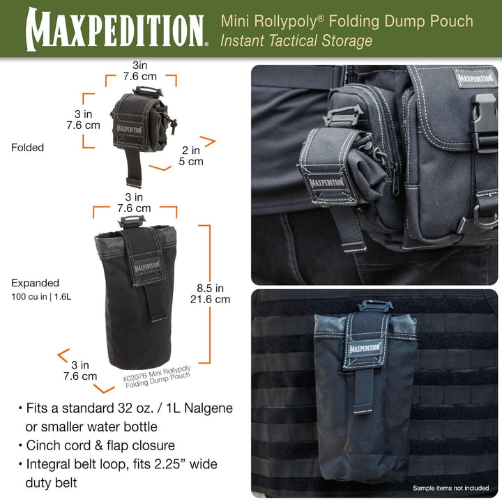 Maxpedition Faltbeutel Mini Rollypoly Schwarz, Schwarz