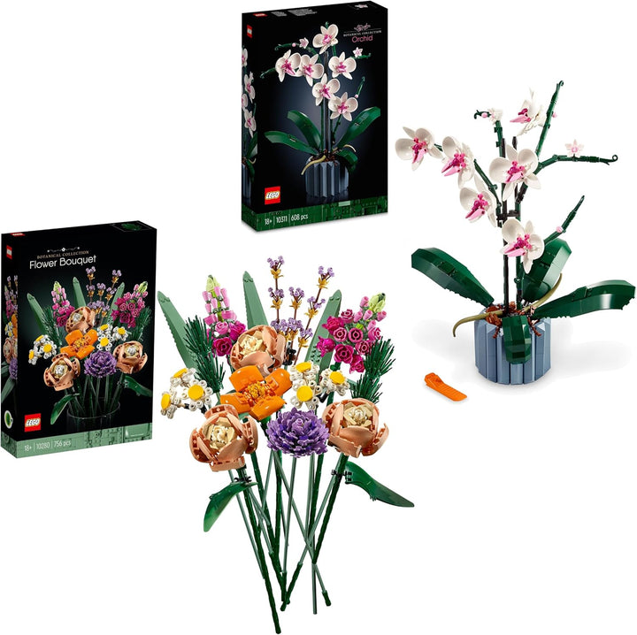 LEGO 10280 Icons Blumenstrauss, Künstliche Blumen & 10311 Icons Orchidee, Künstliche Pflanzen Set mi
