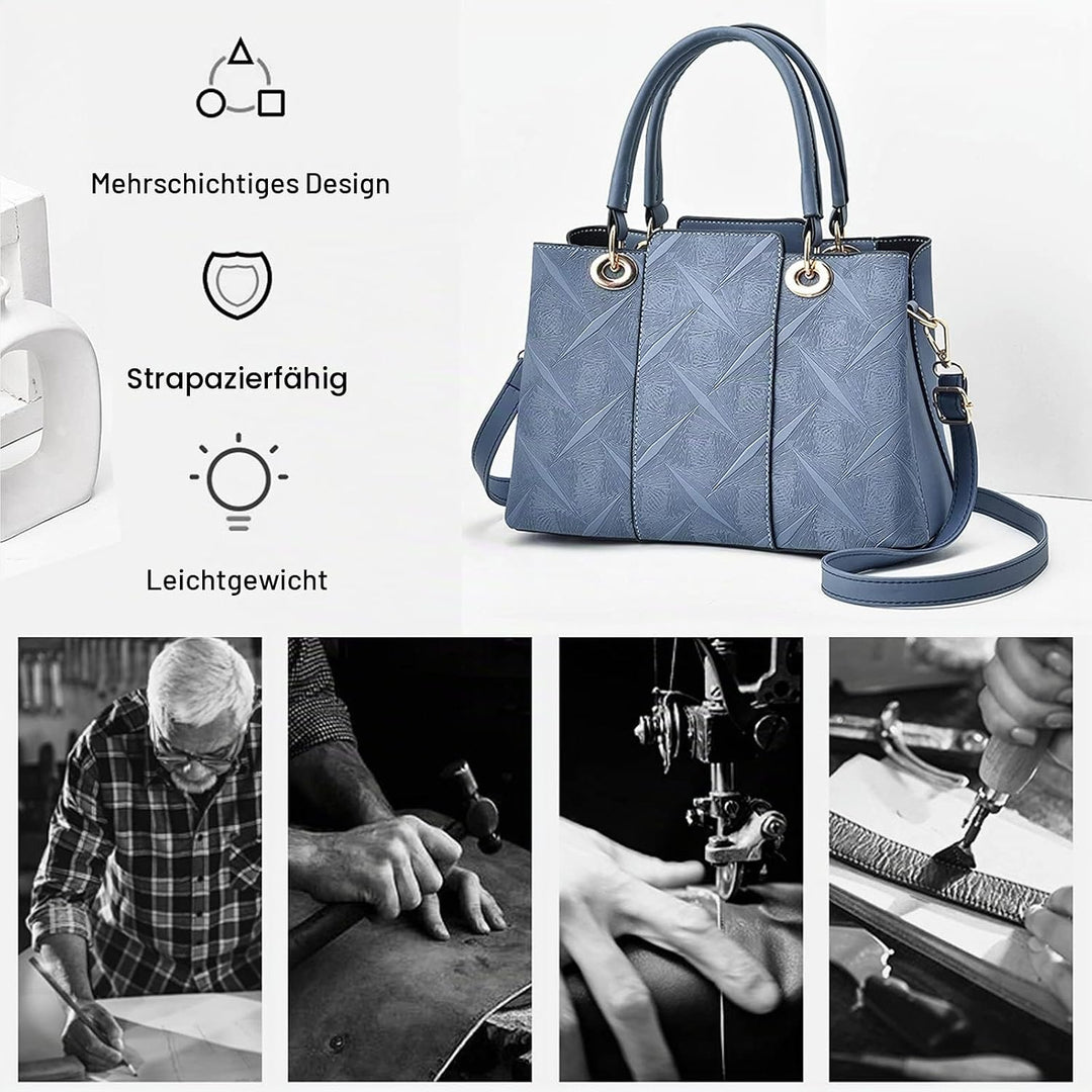 FANDARE Elegante Umhängetaschen Damen Schultertasche Dimensional Carving-Muster PU Leder Wasserdicht