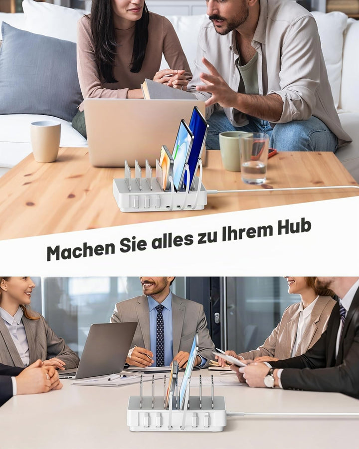 SooPii HomeHub H1 Ladestation für mehrere Geräte,verbessertes 6Port Schnellladegerät mit 6 einziehba