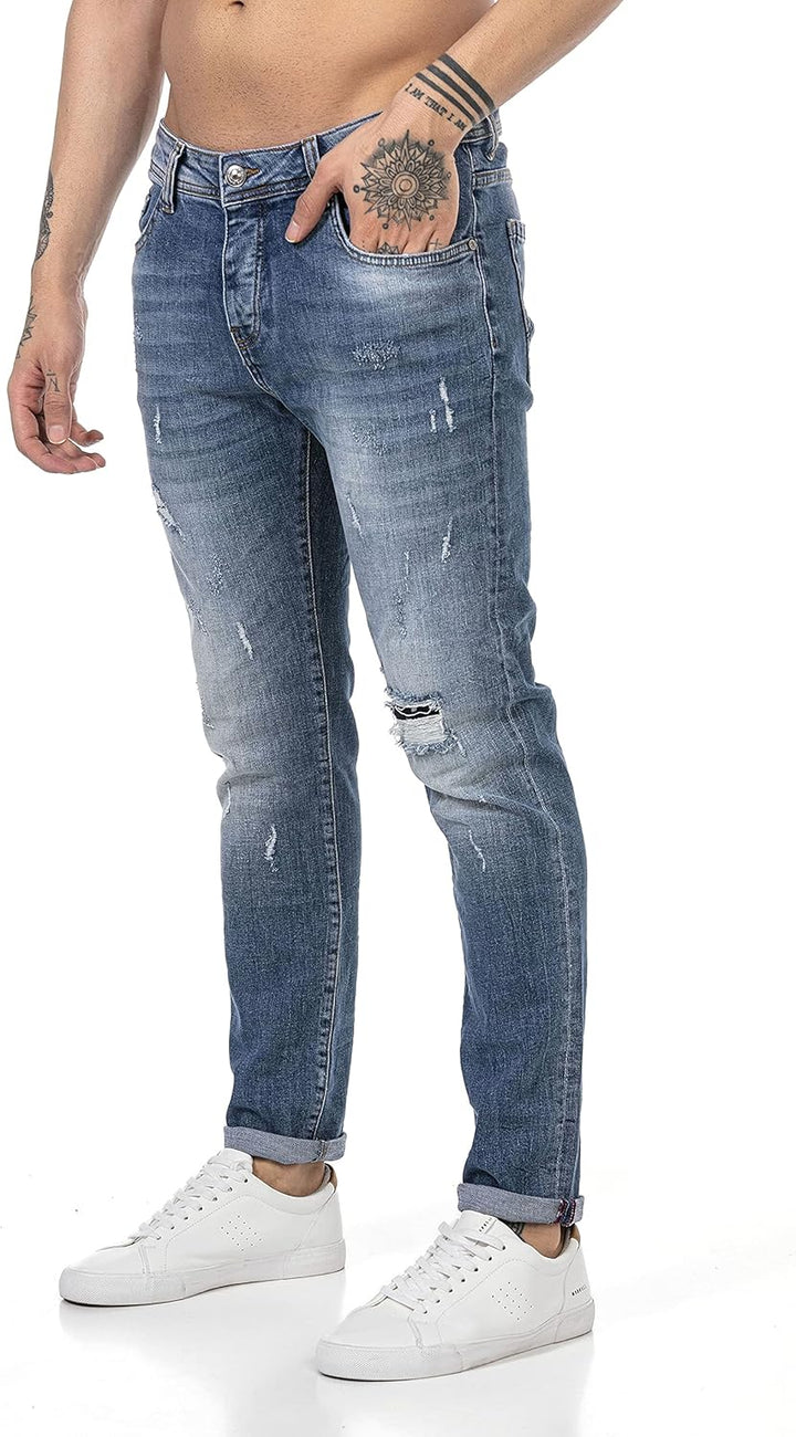 Redbridge Jeans für Herren Hose Denim Pants Used Look Destroyed 30W / 34L Blau, 30W / 34L Blau
