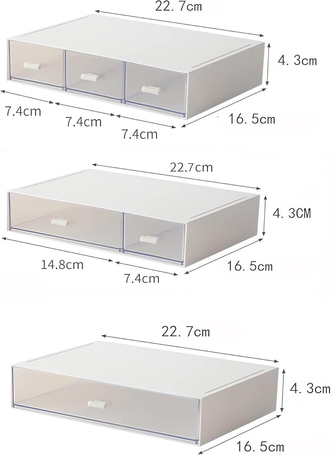 Schreibtisch Organizer Set, 3 Stapelbare Aufbewahrungsboxen mit 6 Schubladen, Multifunktionale Ordnu
