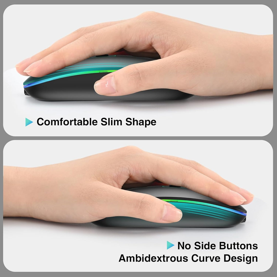 cimetech Bluetooth Maus kabellos (Bluetooth 5.1 + USB 2,4 GHz) LED Dual Mode- Wiederaufladbare Optis