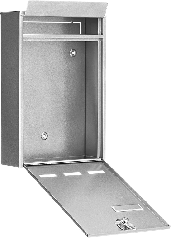 Burg-Wächter Anlagenbriefkasten, A5 Einwurf-Format, Verzinkter Stahl, Pocket 5871 Si, Silber, Silber