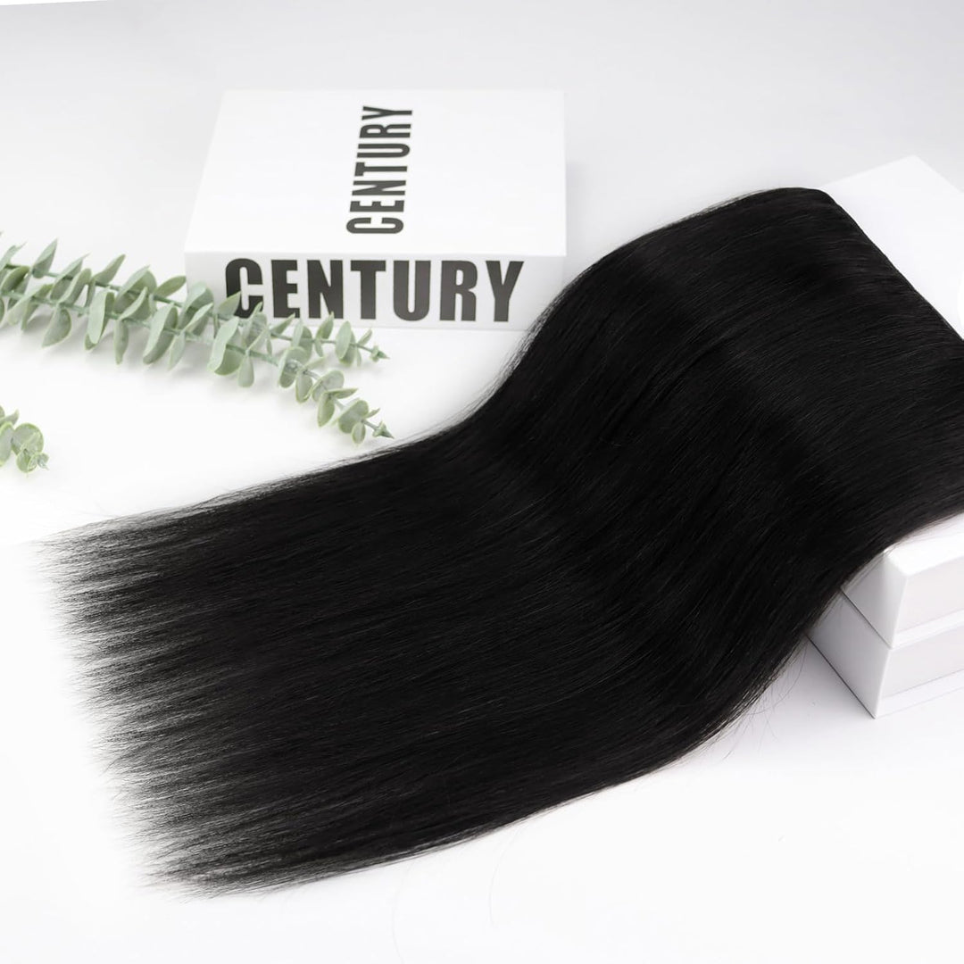 Clip in Extensions Echthaar Natürlich Schwarz, 30 cm, 50 g 3 Stücke, Glatt & Seidig, Echthaar Extens