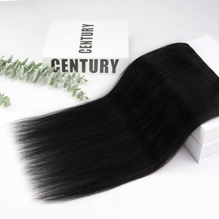 Clip in Extensions Echthaar Natürlich Schwarz, 30 cm, 50 g 3 Stücke, Glatt & Seidig, Echthaar Extens