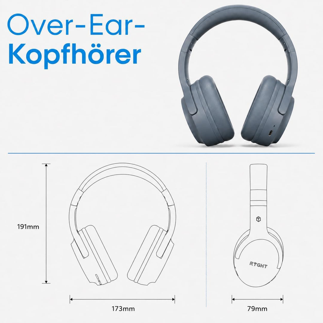 RYGHT Tempo – Kabellose Kopfhörer – klarer Stereo-Sound, 20 Stunden Akkulaufzeit – faltbar, leicht,