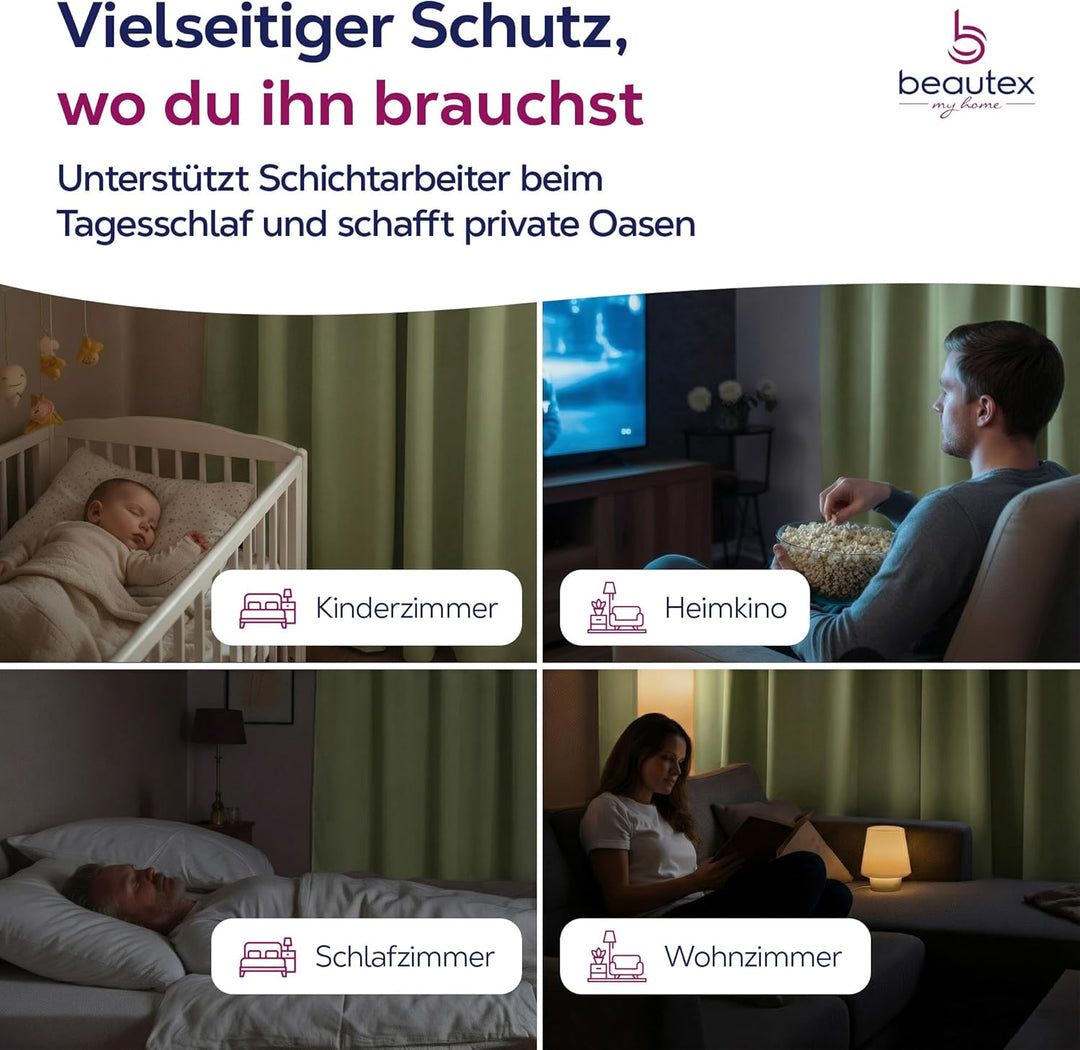 BEAUTEX Verdunkelungsgardine mit Ösen, Blackout Ösenschal Blickdicht abdunkelnd, Grösse und Farbe wä