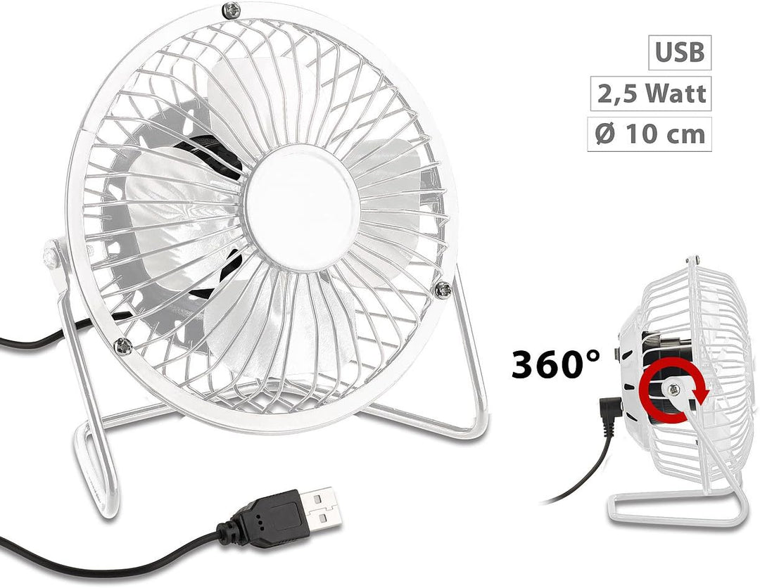 Sichler Haushaltsgeräte Ventilator Büro: 2er-Set Mini-USB-Tischventilator, Vollmetall, neigbar, 2,5