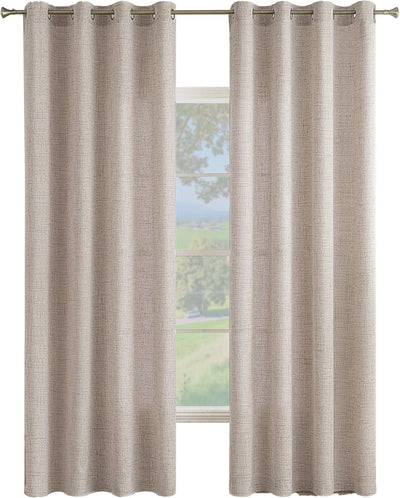 MIULEE Leinen Vorhänge mit Leinen Ringe Effekt Wohnzimmer Modern Semi-transparent Voile Vorhang Natu