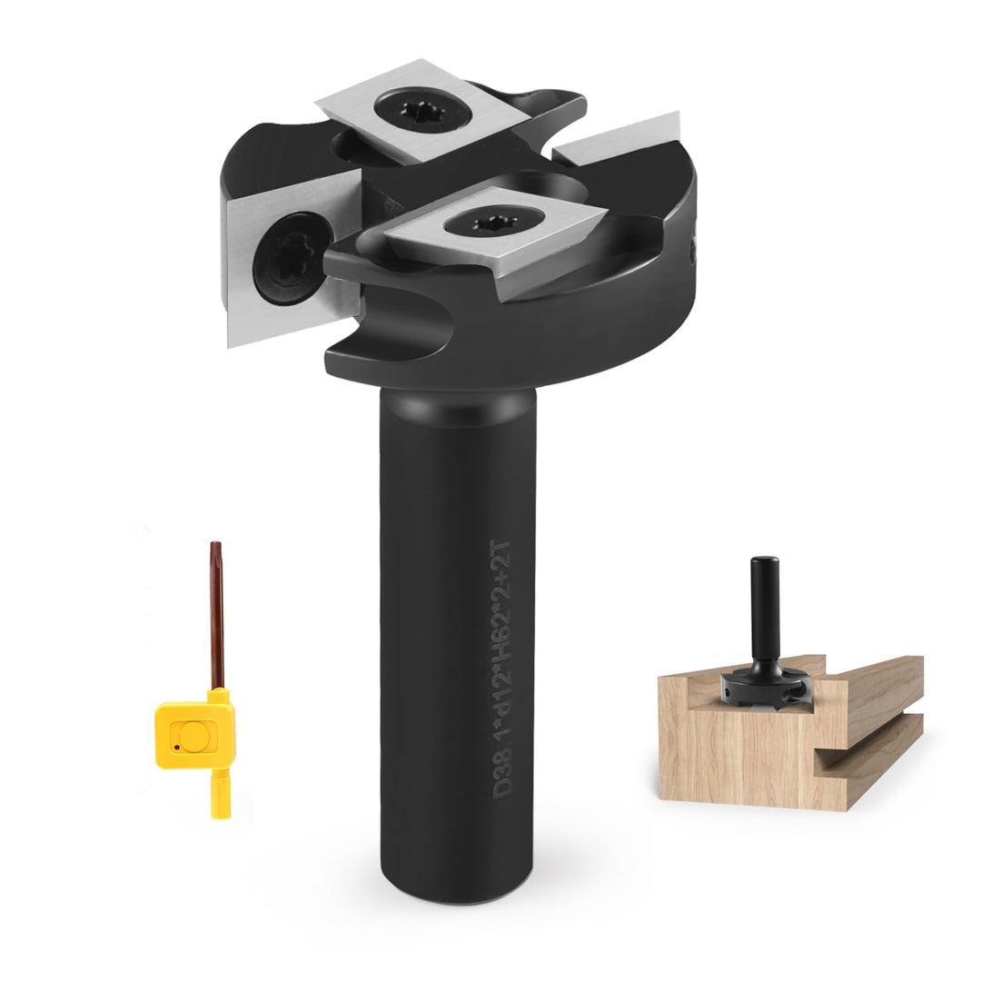 Trvoxviq Planfräser 12mm Schaft 2+2 Flöten, 38.1mm Durchmesser Hobelfräser für Oberfräse mit Wendepl