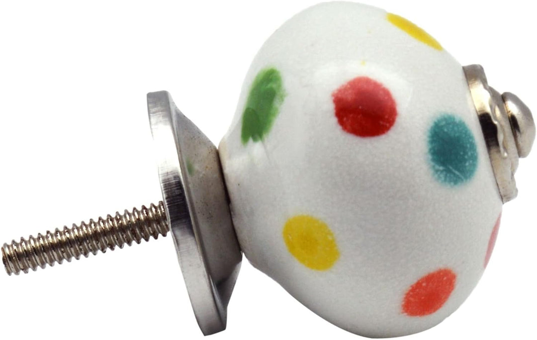 Nicola Spring Runde Keramikschrankknöpfe - Polka Dot - Pack Von 12