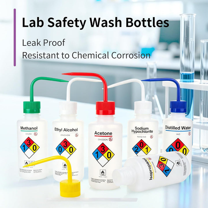 Labvida 2 Stück Sicherheits-Waschflaschen, 500 ml, Aceton-Waschflasche, LDPE-Material, LVM004 2 x Ac