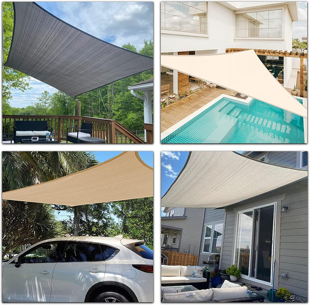 Sunnylaxx 4x4m Sonnensegel Quadrat, Wasserdicht Sonnenschutz Sunsegel Color Sand, 95% UV-Schutz,für